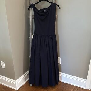 En Saison Navy Maxi Dress with twisted shoulder and pockets
